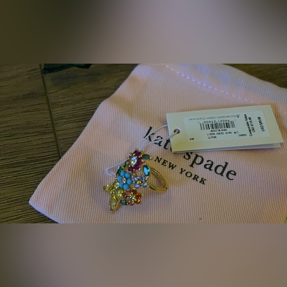 KATE SPADE-NWT Multi-Stone Floral Butterfly Statement Ring - Picture 13 of 15